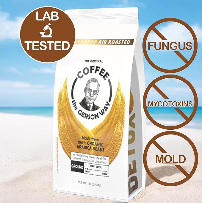 Coffee The Gerson Way - Ground Air Roasted Detox Enema Drinkable (16 oz LIGHT ROAST)