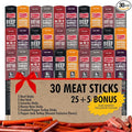 Jerky.com 30-Pack Jerky Variety Pack Meat Sticks - Low Carb High Protein Snacks | Keto Friendly Gluten Free | Bonus Includes Exclusive Flavor | Turkey Ham Pork &amp Beef Sticks Jerky Gifts | Birt