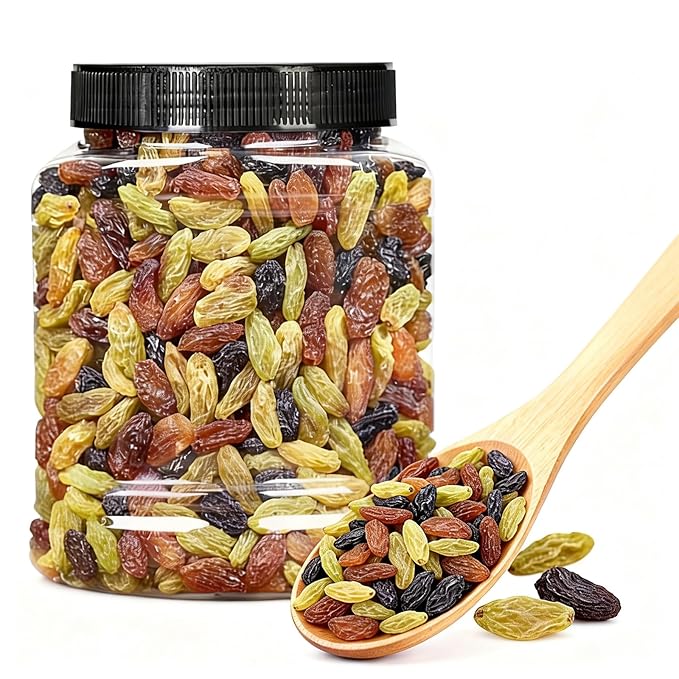 3-Color Premium Large Raisins Canned 500g - Ready-to-Eat Dried Fruit Snack No Washing Needed Soft &amp Sweet For Baking Cereal Yogurt
