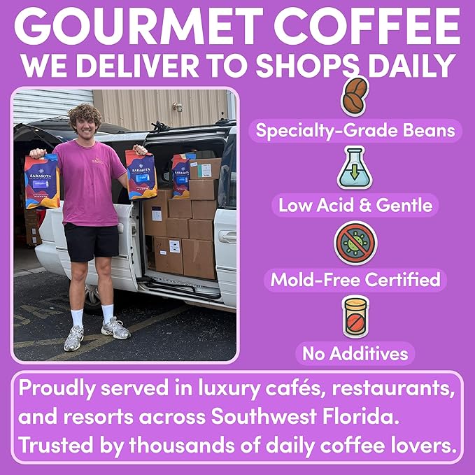 Sarasota Coffee Whole Bean Chocolate Raspberry | Medium Roast Gourmet Flavored Coffee Beans | Low Acid Mold Free Specialty Grade Bulk Coffee Beans | 5lb (80 oz)