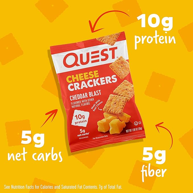 Quest Nutrition Mini Cookies &amp Cream Protein Bars High Protein Low Carb Keto Friendly 14 Count &amp Cheese Crackers Cheddar Blast High Protein Low Carb