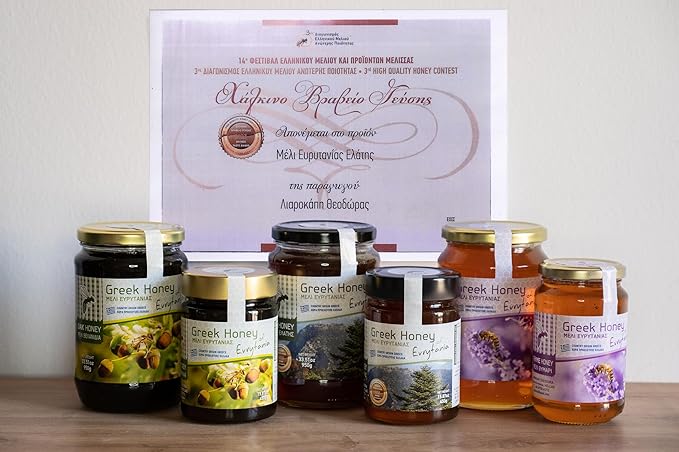 Premium Greek Oak Honey from Evrytania Award-Winning Mountain-Sourced 33.51 oz (950g)