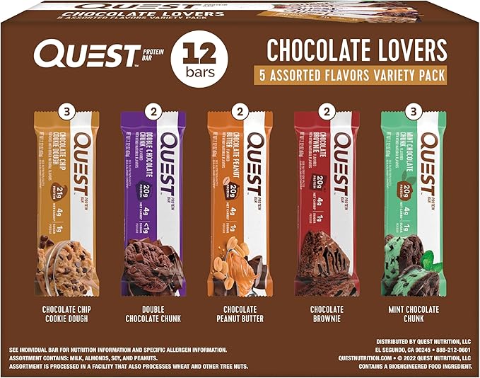 Quest Nutrition Chocolate Lovers Variety Pack High Protein Low Carb Gluten Free Keto Friendly 12 Count