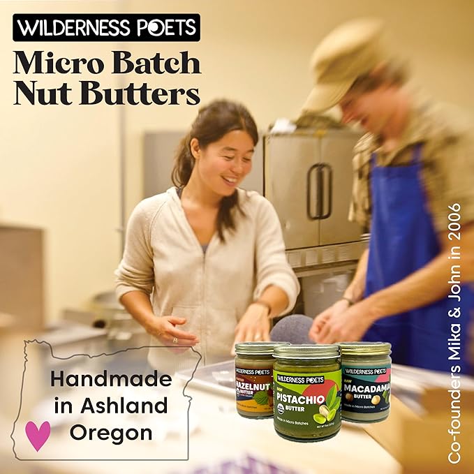 Wilderness Poets Pecan Butter with Cashews - Organic &amp Raw (8 Ounce) - Glass Jar (Pack of 2)