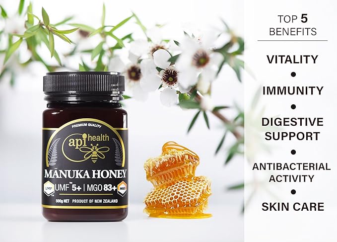 Manuka Honey UMF 5+ (MGO 83+) Pure New Zealand Honey 1.1 lb (500g)