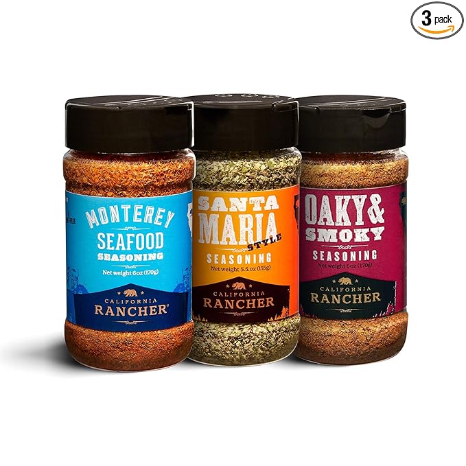 California Rancher - Santa Maria Seasoning Monterey Seafood Seasoning and Oaky &amp Smoky Bbq Dry Rub Gluten-free Bbq Rubs and Spices for Smoking