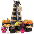 NUT CRAVINGS Gourmet Collection - Easter Treats Candies &amp Dried Fruit Nuts Tower Gift Basket with Happy Easter Ribbon Candy Filled Egg + Bunny (12 Piece Assortment)
