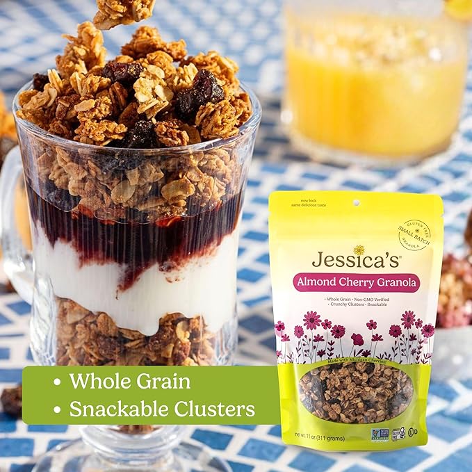 Jessica’s Almond Cherry Granola - Handmade Non-GMO Gluten-Free Whole Grain 11oz (3 Pack)