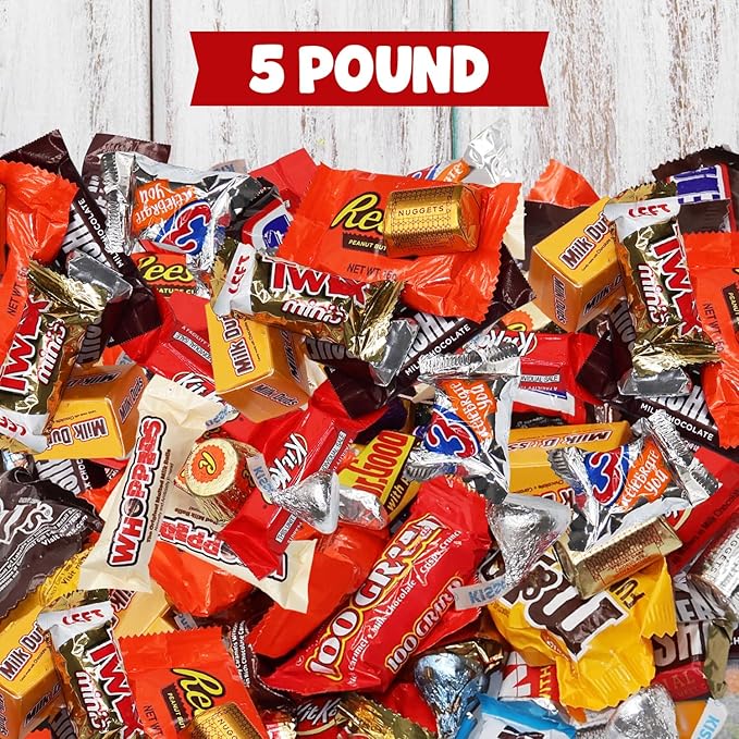 Bulk Assorted Chocolate Candy Variety Pack 5 Pound - 220 Pieces Individually Wrapped Mixed Chocolate Candies for Gifts Party Favors Office Snacks Candy Buffets and Holidays