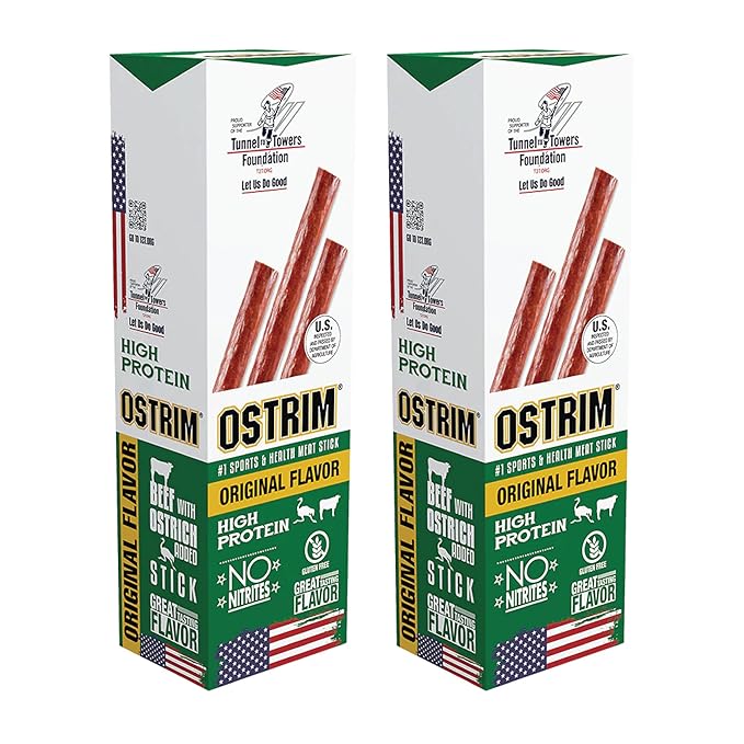 Ostrim High Protein Snack Beef &amp Ostrich Natural Flavor 1.5-Ounce Sticks (Pack of 20)