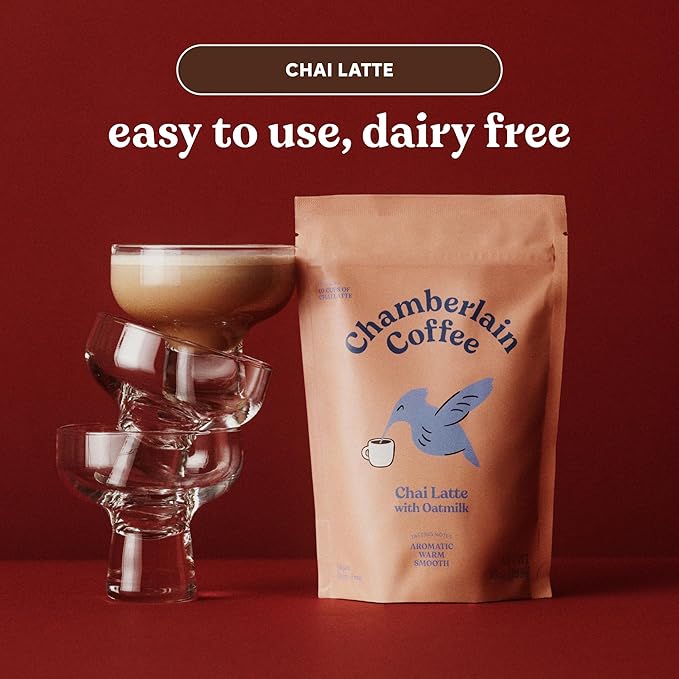 Chamberlain Coffee Chai Tea Mix - Vegan Chai Tea Latte Made with Oat Milk and Spices Creamy Powder for Hot and Iced Instant Latte Cafe Quality - 10 oz 10 Servings