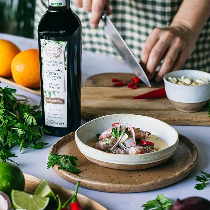 Castillo De Canena Extra Virgin Olive Oil (16.8 fl. oz.) Arbequina Award Winning Early Harvest High Polyphenol Cold-Pressed Purity | Rich Bold Flavor Profile | Bread Soup Pasta Salad Dressing V