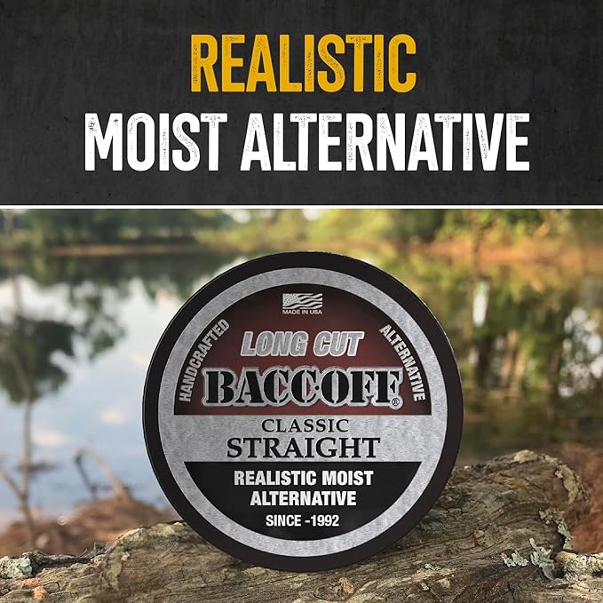 10 Cans BaccOff Classic Straight Long Cut Bold and Natural Flavor Realistic Moist Alternative