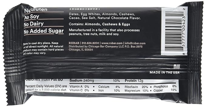 Rx Bar Chocolate Sea Salt Protein Bar 1.83 Oz 12 Count
