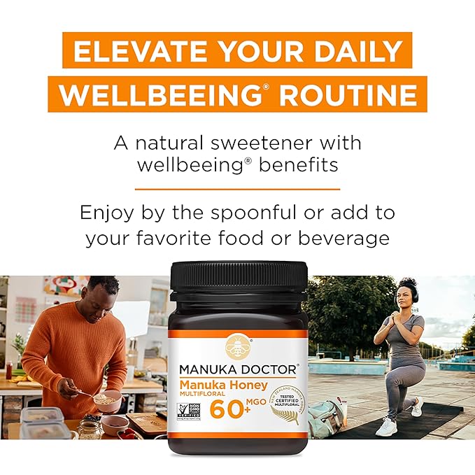 Manuka Doctor - MGO 60+ Manuka Honey Multifloral 100% Pure New Zealand Honey. Certified. Guaranteed. Raw. Non-GMO (8.75oz)