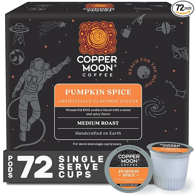 Copper Moon Single Serve Coffee Pods for Keurig K-Cup Brewers Medium Roast Pumpkin Spice Blend 72 Count