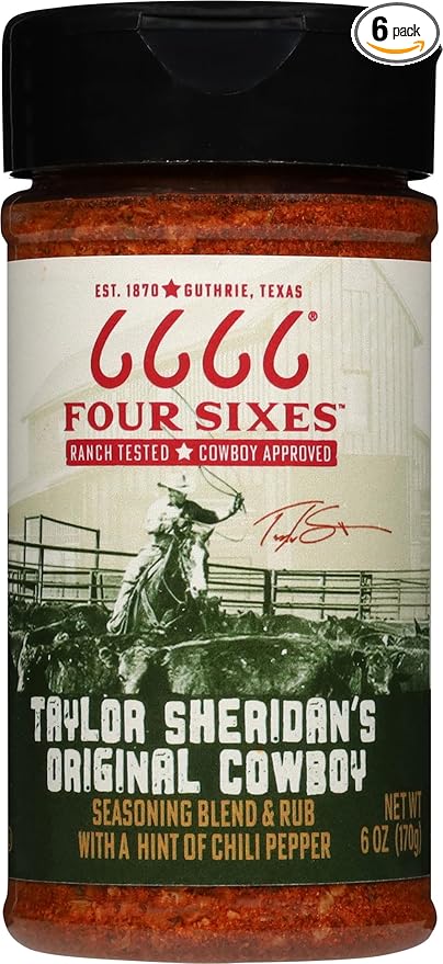 6666 Four Sixes Taylor Sheridan's Original Cowboy Seasoning 6 Ounce (Pack of 6)