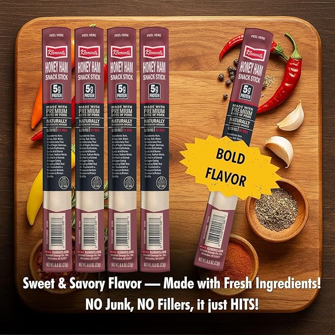 Jerky.com Honey Ham Jerky Sticks - 26 Pack | 100% Honey Ham Sticks | High Protein Low Carb Keto Friendly Gluten Free No MSG | Individually Wrapped Jerky Gifts for Men