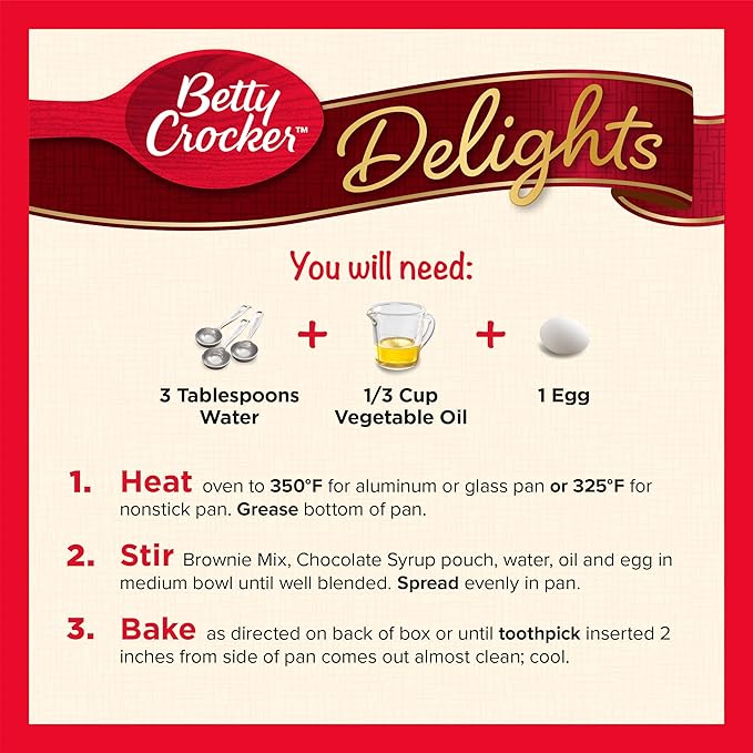 Betty Crocker Delights Supreme Original Brownie Mix 16 oz. (Pack of 8)