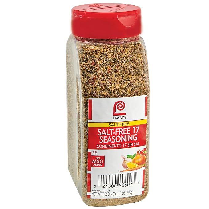 Lawry's Salt Free 17 Seasoning 10 oz (Pack of 6) - Six 10 Ounce Containers of 17 Seasoning Spice Blend Including Toasted Sesame Seeds Turmeric Basil and Red Bell Pepper for Seafood Poultry and Beef