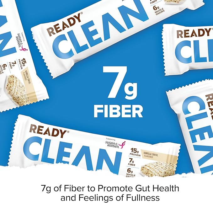 Ready® Protein Bars – High-Protein Snack with 15g Whey Protein With Flaxseeds and Omega-3s for Sustained Energy Supports Lean Muscle and Recovery – Vanilla Swirl 12 Pack