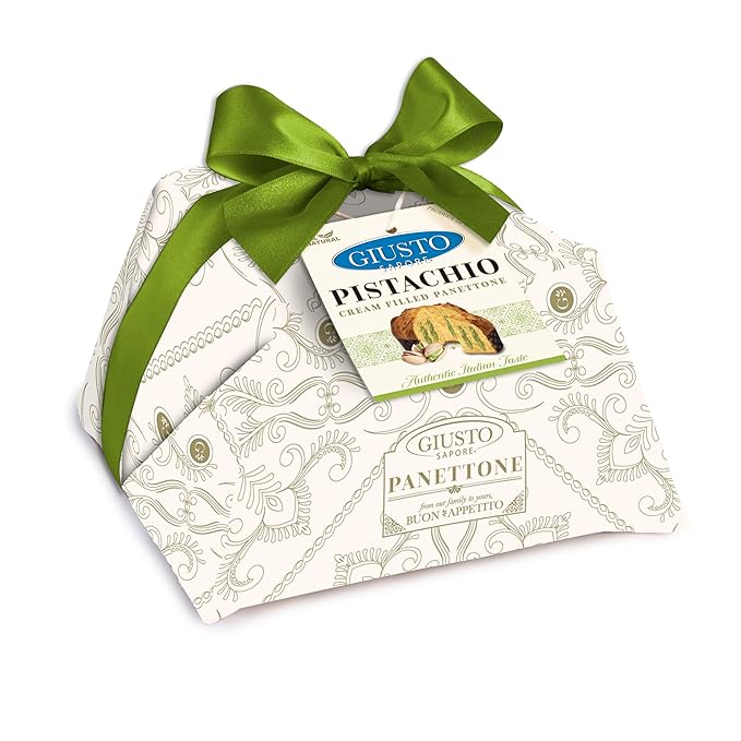 Giusto Sapore Authentic Italian Panettone Filled with Pistachio Cream - New and Imported from Italy Family Owned - 28.21 oz