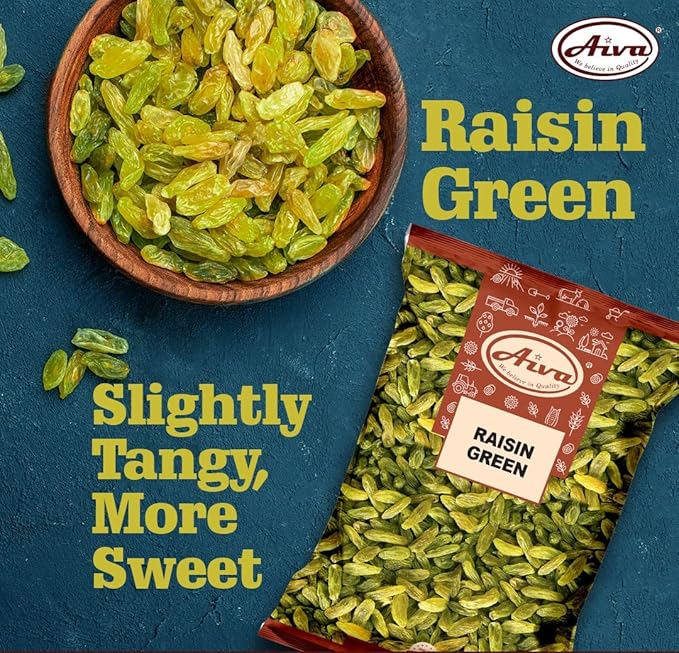 Aiva Green Raisins (2 LB) Bulk– Premium Seedless Dried Fruit for Snacking Baking and Cooking