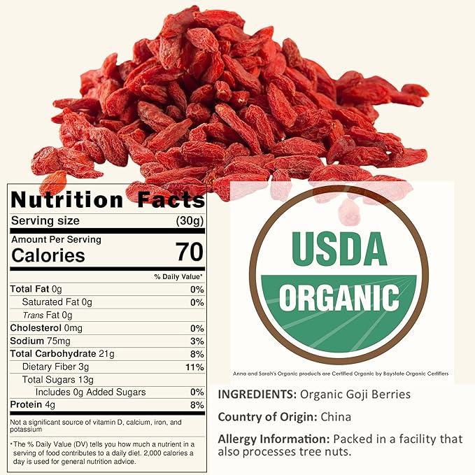 Anna and Sarah Organic Dried Goji Berries 3 Lbs in Resealable Bag