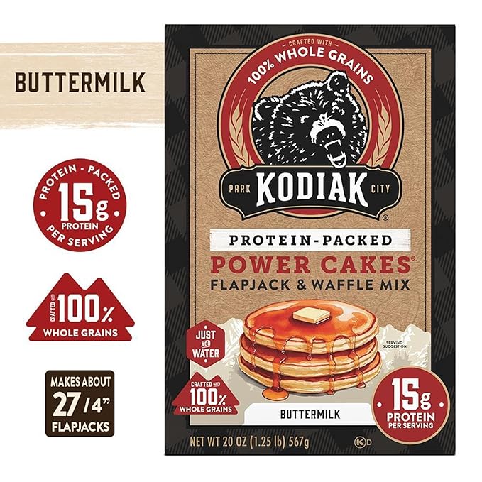 Kodiak Cakes Protein Pancake Power Cakes Flapjack and Waffle Baking Mix Buttermilk 20 Oz (Pack of 6)