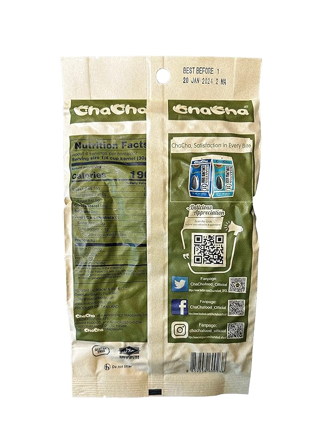 Chacha Sunflower Roasted and Salted Seeds (All Nature) 250g X 18bags