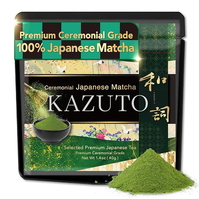 Kazuto Premium Ceremonial Grade Matcha Green Tea Powder - Premium First Harvest Single Origin USDA Organic Gluten-Free Vegan 100% Pure Unsweetened No Additives from Shizuoka (1.06oz Premium)