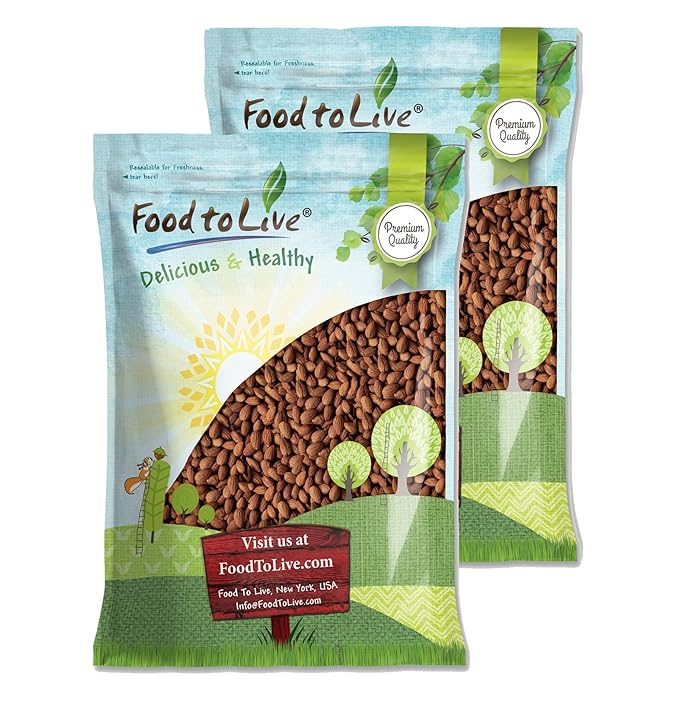 Food to Live Dry Roasted California Almonds 9 Pounds Oven Roasted Whole Nuts Unsalted No Oil Added Vegan Kosher Bulk. Good Source of Protein and Vitamin E. Great Keto-Friendly Snack