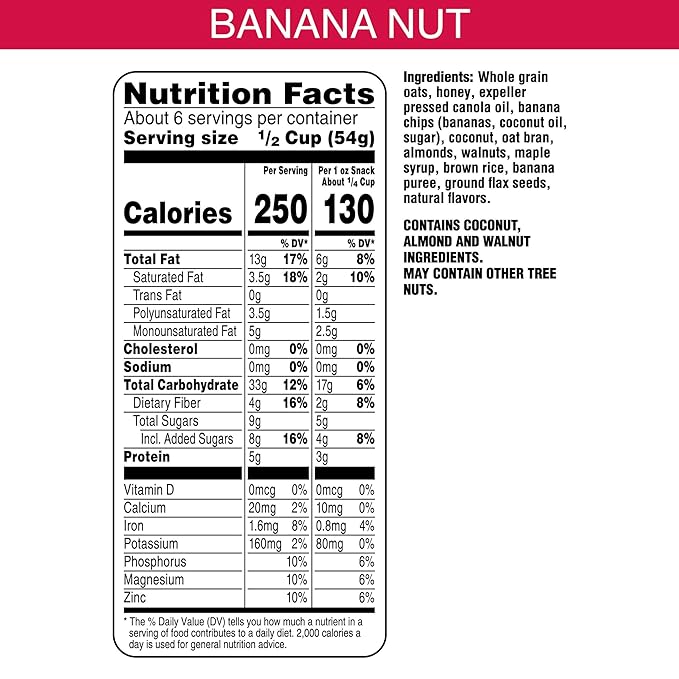 Bear Naked Granola Cereal Whole Grain Granola Breakfast Snacks Banana Nut Blend (5 Bags)