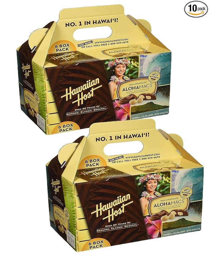 Hawaiian Host Alohamacs Milk Chocolate The Original Chocolate Covered Macadamia Nut 42 Ounce - SET OF 2
