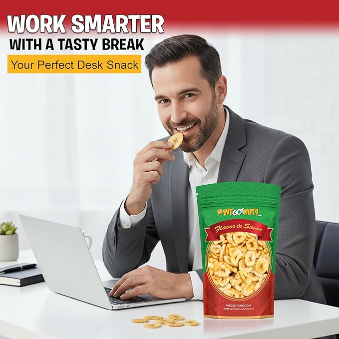 We Got Nuts Premium Dried Banana Chips 64oz (4 Pounds) Fresh Crispy &amp Sweetened Sealed For Freshness - We Got Nuts