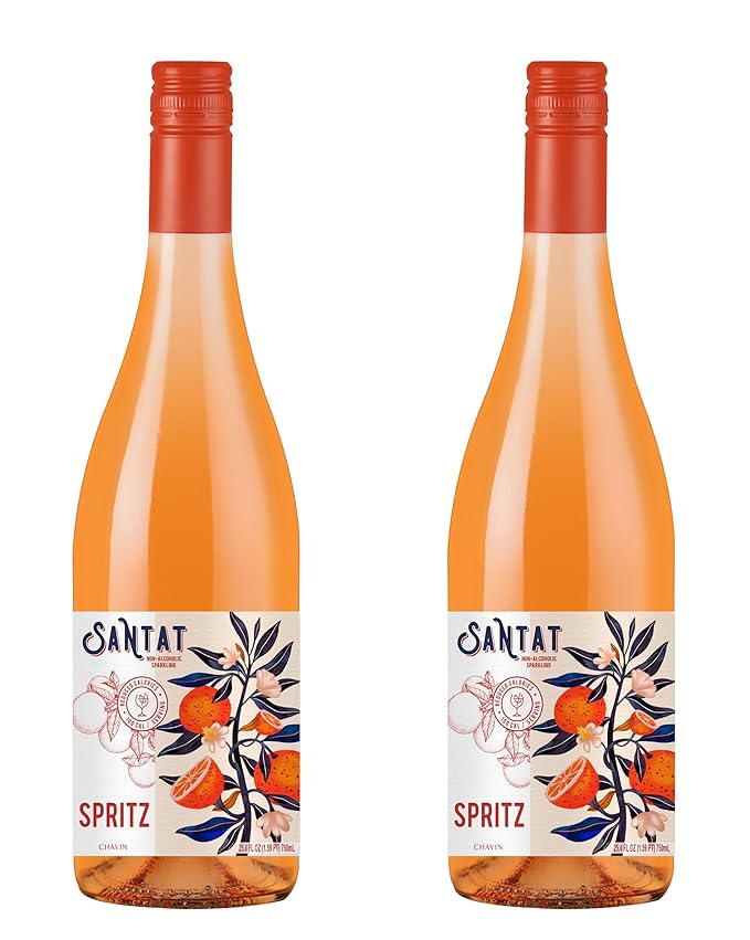 Santat Spritz | Sparkling Orange Bitter Apéritif Inspired by The Mediterranean | 0% ABV Non-Alcoholic Ready to Drink | 750ml | Imported from France (Pack of 2)