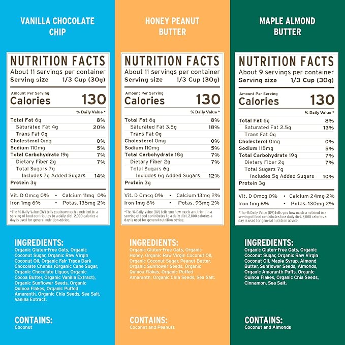 Purely Elizabeth Superfood Snack Granola Variety Pack Gluten-Free (3 Ct.) (Vanilla Chocolate Chip Honey Peanut Butter Maple Almond Butter)