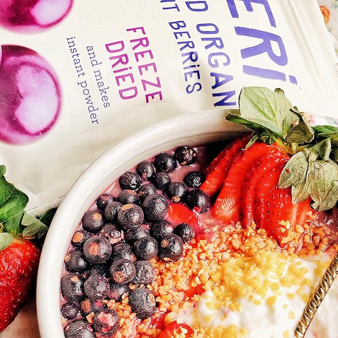 ViBERi Freeze-Dried Organic Blackcurrants 120 g | 100% NZ-Grown Superfruit Berries Natural Vitamin C &amp Anthocyanins Vegan • Non-GMO • No Added Sugar