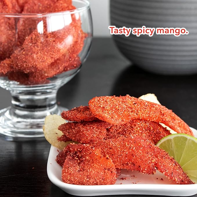 Balmoro Spicy Dehydrated Mango (8.8 oz) - Spicy Dehydrated Mango Fruit Slices - Chili Mango Dried Fruit - Dried Mango with Chili