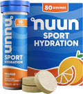 Nuun Sport Electrolyte Tablets with Magnesium Calcium Potassium Chloride &amp Sodium Gluten Free &amp Vegan Orange 8 Pack (80 Servings Total)