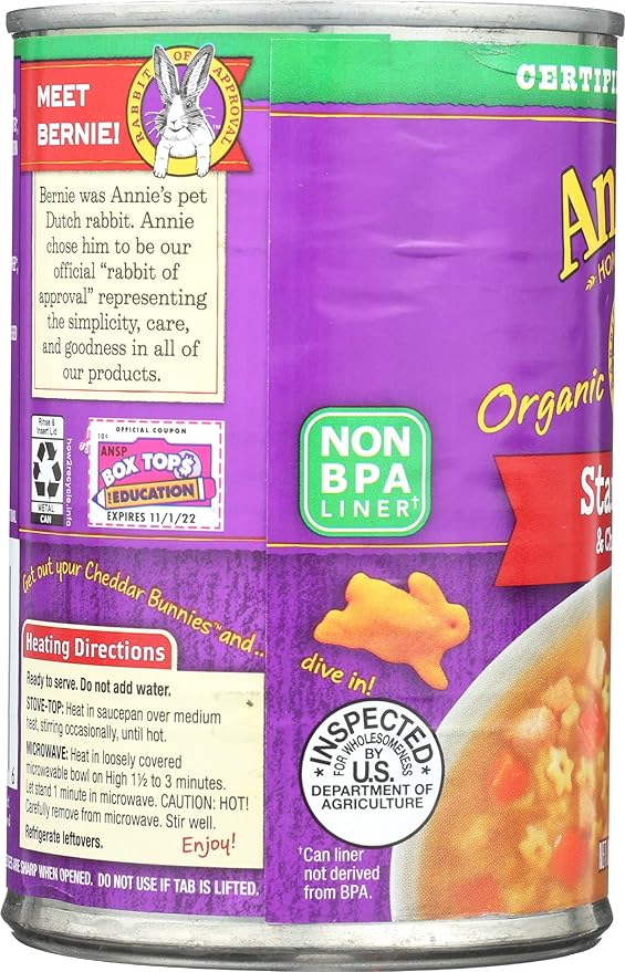 Annie’s Organic Star Pasta and Chicken Canned Soup Ready To Serve 14 oz (Pack of 8)