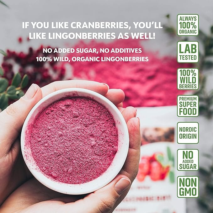 Bundle – 2 items: LOOV Organic Wild Blueberry Powder and Organic Wild Lingonberry Powder