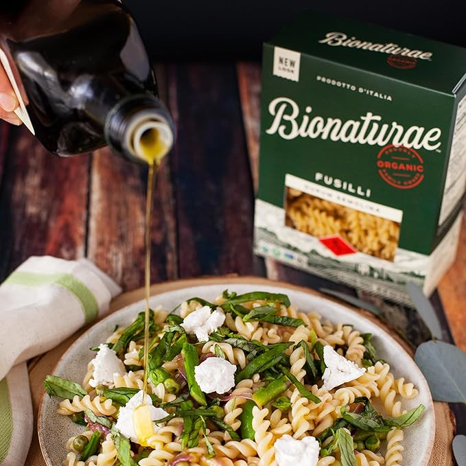 Bionaturae Fusilli Pasta Noodles - Durum Semolina Pasta Kosher High Protein Non-GMO Verified USDA Certified Durum Semolina Fusilli Fusilli Pasta Organic Crafted in Italy - 16 Oz 6 Pack