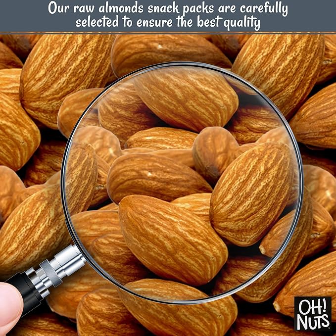 Oh! Nuts Almonds Raw Individual Nut Snacks for On-the-Go - 12 Convenient Nut Snacks for School - Bulk Nuts Variety - Individual Packs (1.5 oz Each)