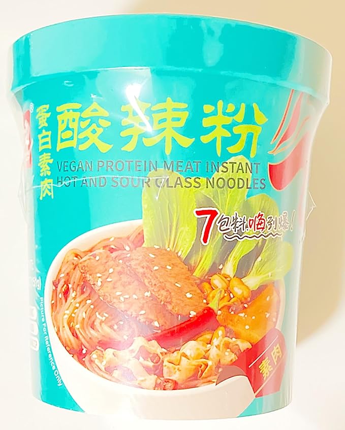 Vegan Protein Hot and Sour Glass Noodles Instant Cup Noodles5.3 Oz 4-Cups