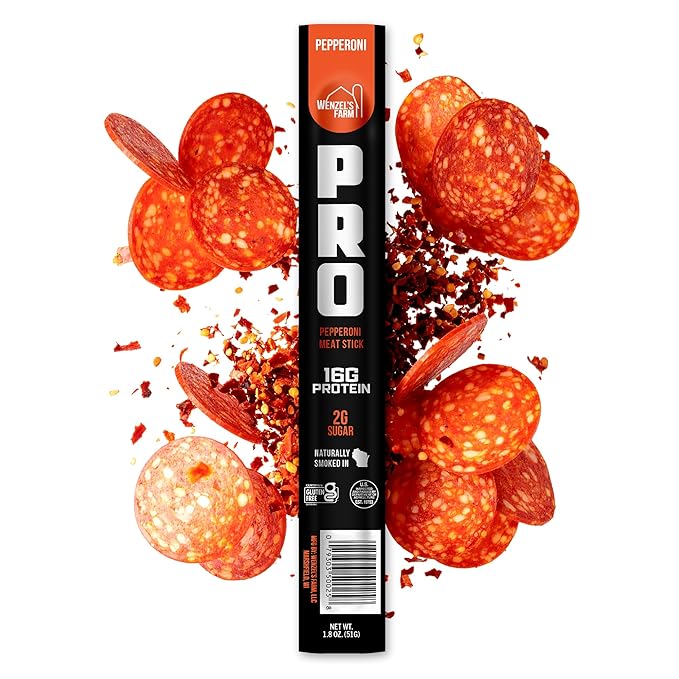 Wenzel's Farm PRO Snack Sticks - Naturally Smoked Handcrafted with Real Quality Meat (Pepperoni) Pack of 10 Sticks (1.9oz Each)