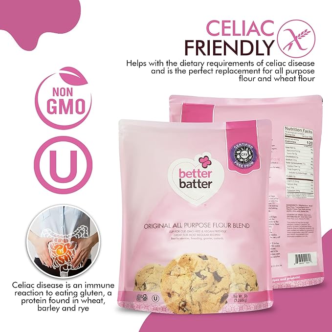 Better Batter Gluten Free Flour - Award Winning Nutritious Vegan Allergen Free &amp Kosher - Cup for Cup Alternative All-Purpose Baking Organic Non-GMO 25 lbs