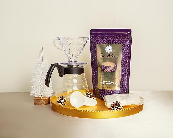 San Alberto Colombian Coffee Dark Roast Whole Bean Single Origin Specialty 100% Arabica Sweet Bold Aroma Vanilla Caramel Chocolate Notes Resealable Bag for Espresso French Press Drip Filter Beans 12oz