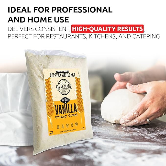 OldSoul Professional Popstick Waffle Mix | Stick Waffles Dough Mix | 10 Lbs | Vanilla Flavor | 224 Waffles (10 Lbs Traditional)