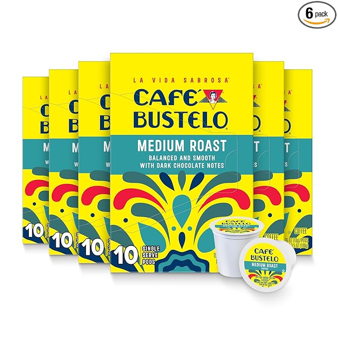 Café Bustelo Medium Roast Single Serve Coffee Pods 10 Count (Pack of 6)